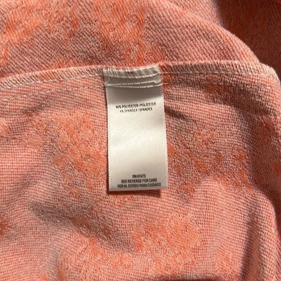 V by Violet Weekend S Coral Pink White Textured Floral Short Sleeve Swing Dress - Picture 13 of 15